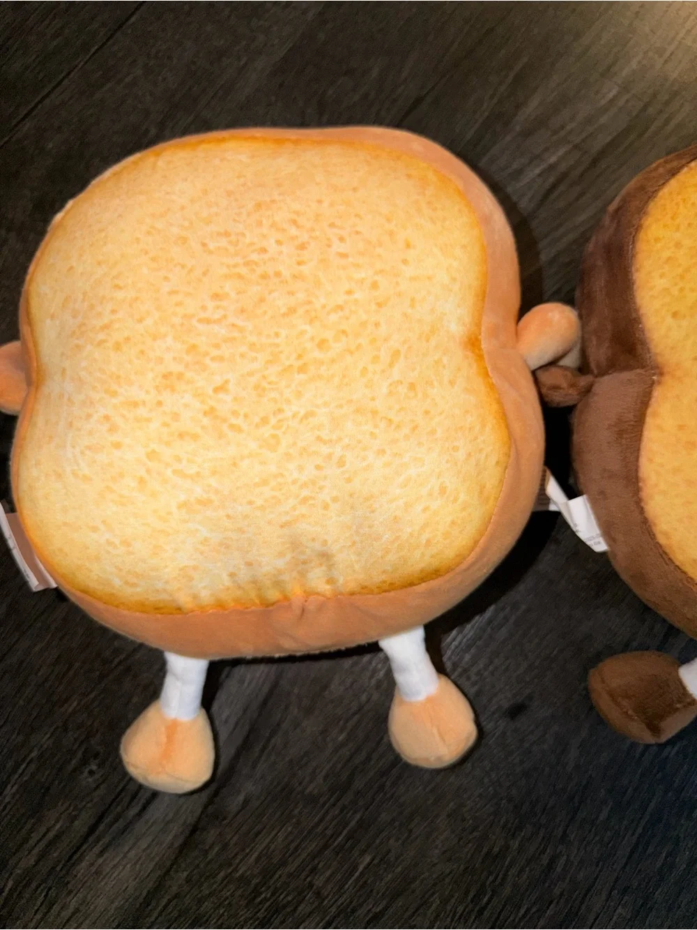 Cute Toast Plush Pair - Smiling & Sad Bread Characters, Yellow Brown